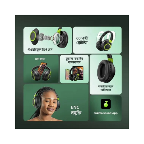 Oraimo BoomPop 2 ENC Over-Ear Wireless Headphones